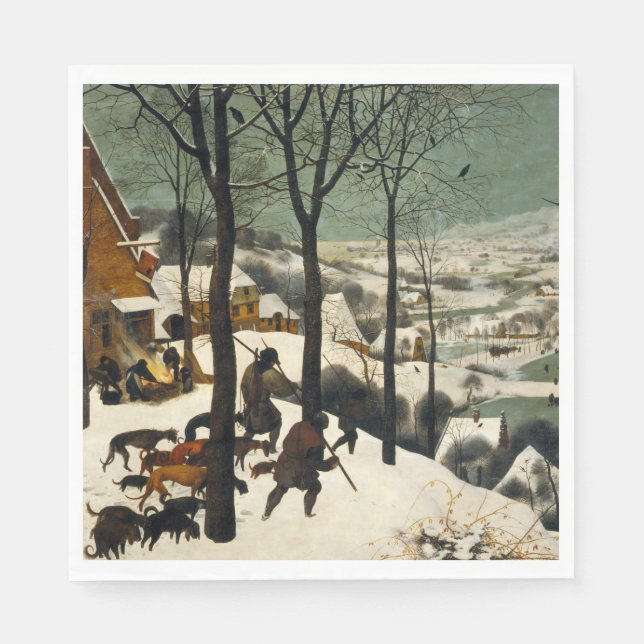 Hunters in the Snow (by Pieter Bruegel the Elder) Napkins (Front)
