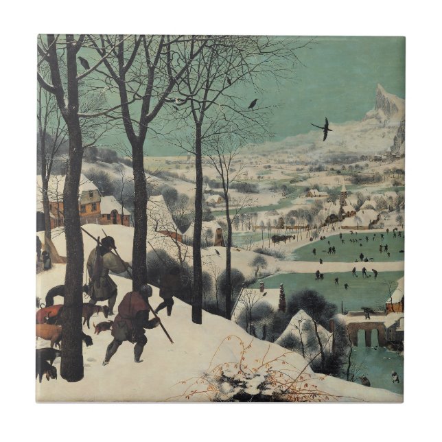 Hunters in the Snow, famous artwork, Ceramic Tile (Front)