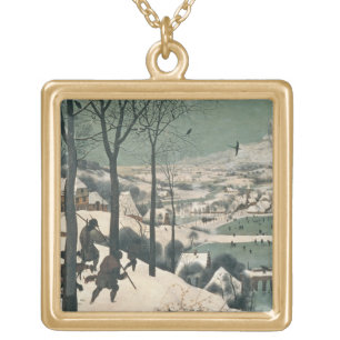 Hunters in the Snow - January, 1565 Gold Plated Necklace