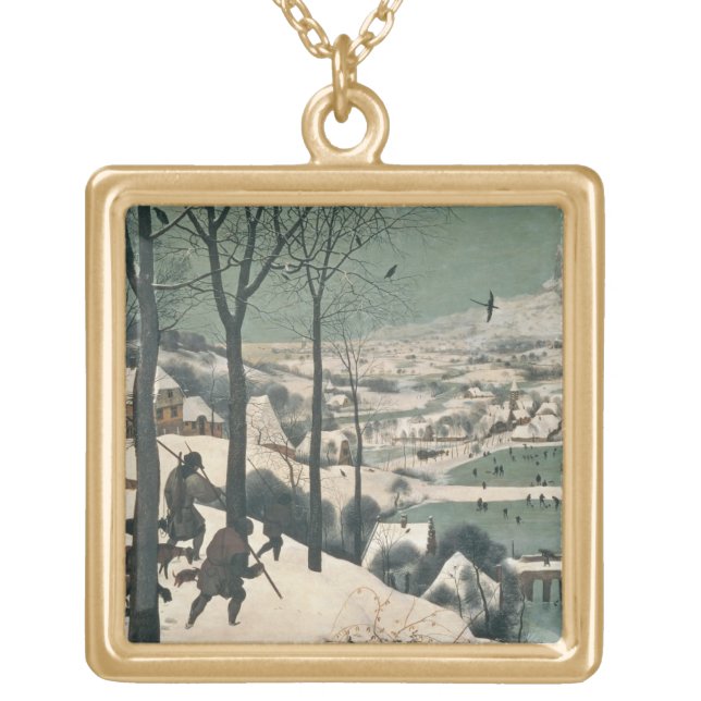 Hunters in the Snow - January, 1565 Gold Plated Necklace (Front)
