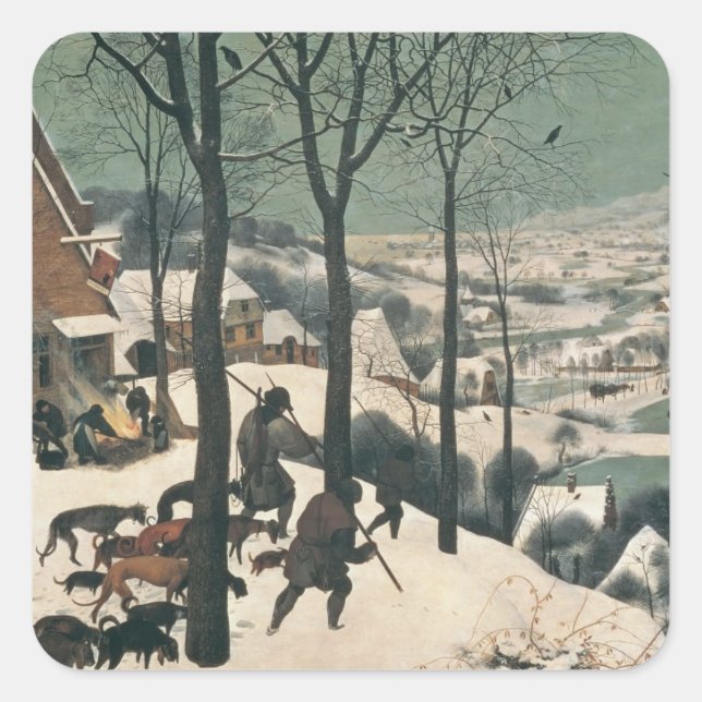 Hunters in the Snow - January, 1565 Square Sticker (Front)