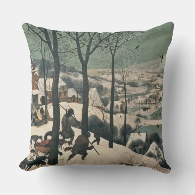 Hunters in the Snow - January, 1565 Throw Pillow (Front)