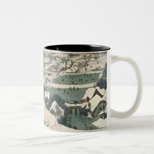 Hunters in the Snow - January, 1565 Two-Tone Coffee Mug (Right)