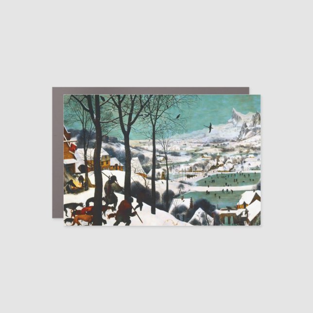 Hunters in the Snow Landscape Pieter Bruegel Car Magnet (Front)