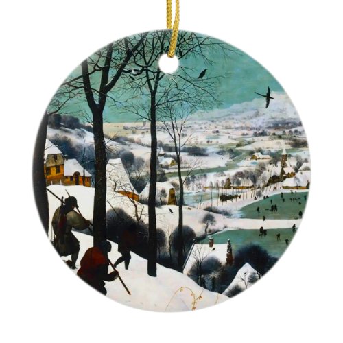 Hunters in the Snow Landscape Pieter Bruegel Ceramic Ornament