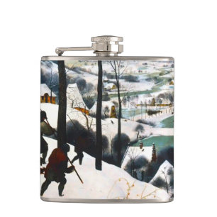 Hunters in the Snow Landscape Pieter Bruegel Flask