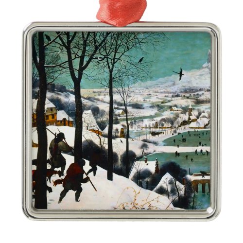 Hunters in the Snow Landscape Pieter Bruegel Metal Ornament