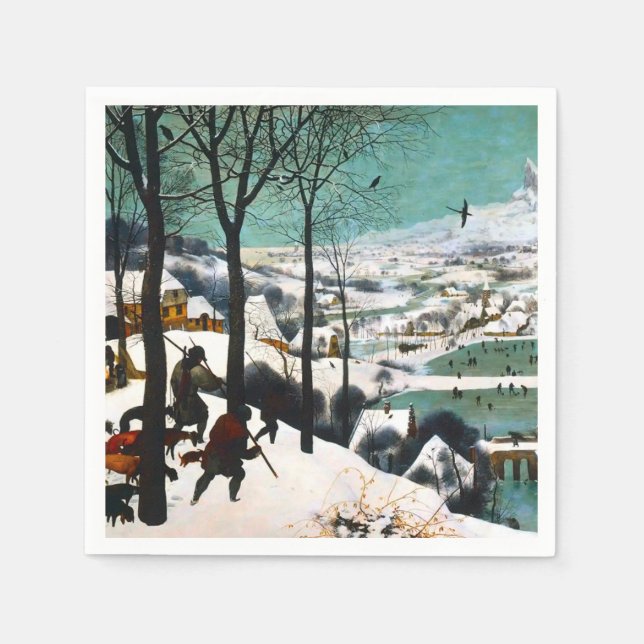 Hunters in the Snow Landscape Pieter Bruegel Napkins (Front)