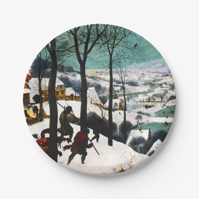 Hunters in the Snow Landscape Pieter Bruegel Paper Plates (Front)
