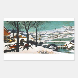 Hunters in the Snow Landscape Pieter Bruegel Rectangular Sticker