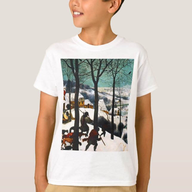 Hunters in the Snow Landscape Pieter Bruegel T-Shirt (Front)