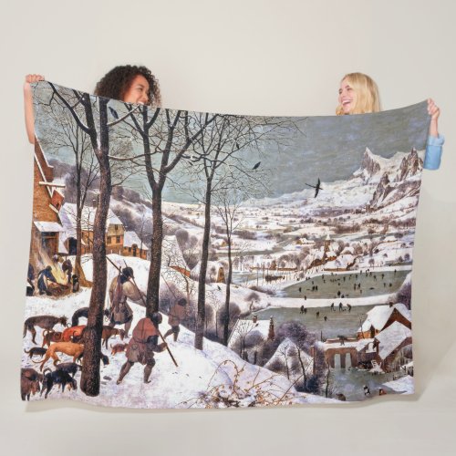 Hunters in the Snow Pieter Bruegel the Elder Fleece Blanket