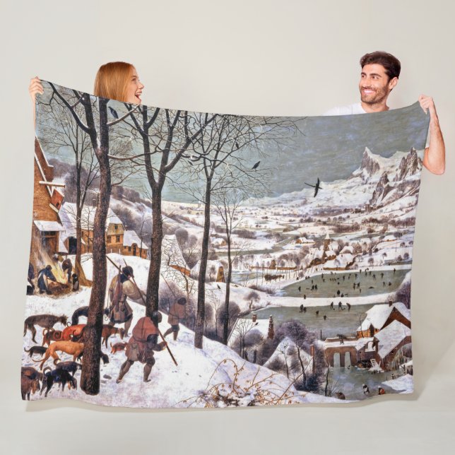 Hunters in the Snow, Pieter Bruegel the Elder Fleece Blanket (In Situ)