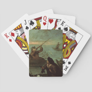 Hunters Shooting at Ducks (oil on canvas) Poker Cards