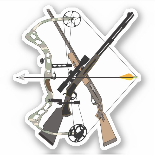 Hunting, 14" x 14" Custom-Cut Vinyl Stickers (Front)