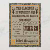 Hunting 40th Birthday Invitation with Camo