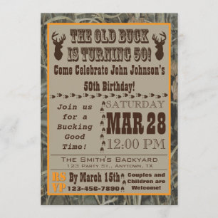 Hunting 50th Birthday Invitation with Camo