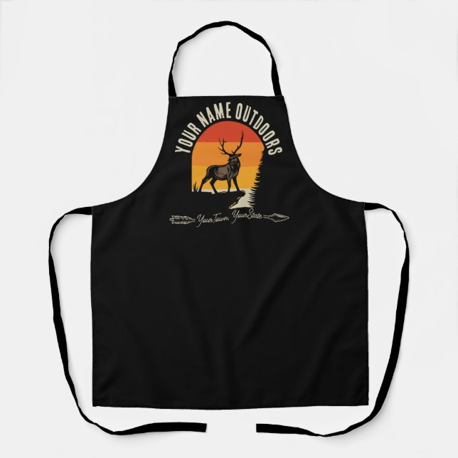 Hunting ADD NAME Outdoors Deer Elk Wilderness Camp Apron (Front)