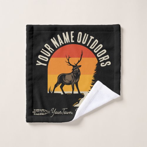 Hunting ADD NAME Outdoors Deer Elk Wilderness Camp Bath Towel Set