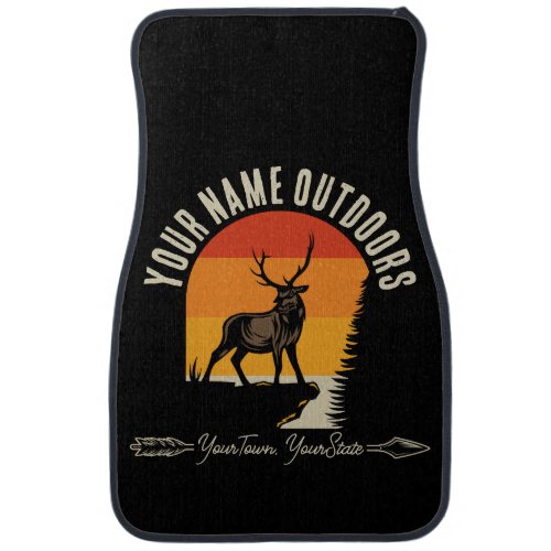 Hunting ADD NAME Outdoors Deer Elk Wilderness Camp Car Floor Mat