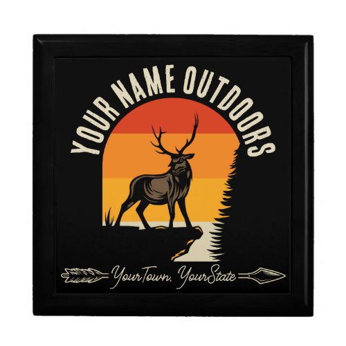 Hunting ADD NAME Outdoors Deer Elk Wilderness Camp Gift Box