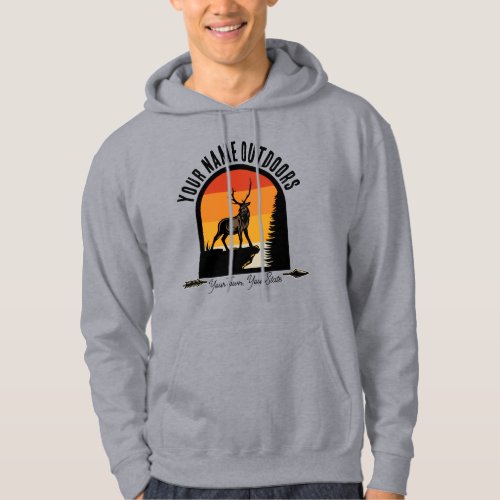 Hunting ADD NAME Outdoors Deer Elk Wilderness Camp Hoodie