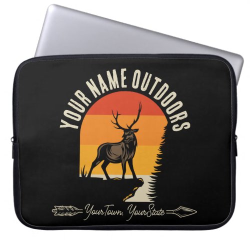 Hunting ADD NAME Outdoors Deer Elk Wilderness Camp Laptop Sleeve