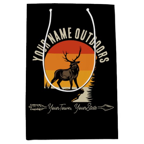 Hunting ADD NAME Outdoors Deer Elk Wilderness Camp Medium Gift Bag
