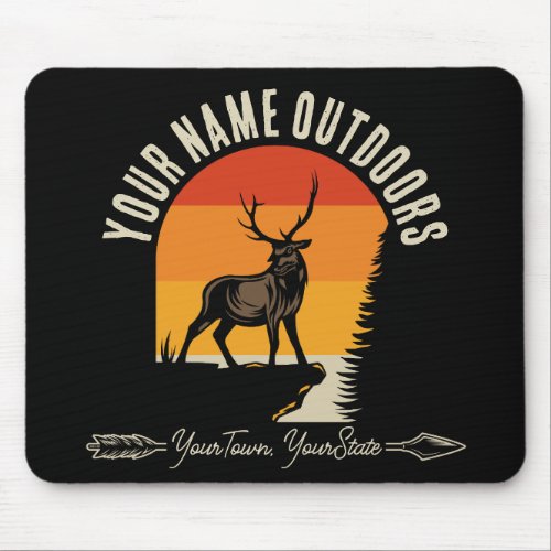 Hunting ADD NAME Outdoors Deer Elk Wilderness Camp Mouse Pad