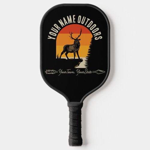 Hunting ADD NAME Outdoors Deer Elk Wilderness Camp Pickleball Paddle