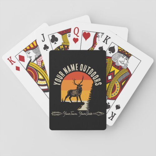 Hunting ADD NAME Outdoors Deer Elk Wilderness Camp Poker Cards