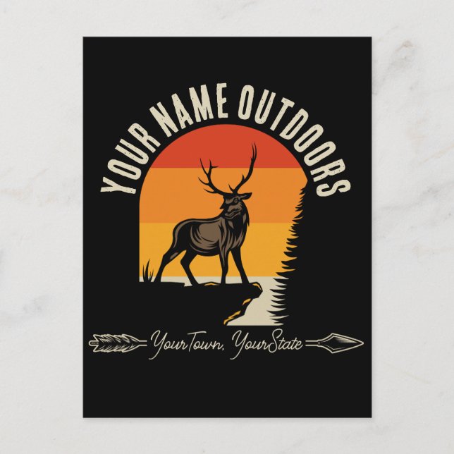 Hunting ADD NAME Outdoors Deer Elk Wilderness Camp Postcard (Front)