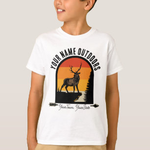 Hunting ADD NAME Outdoors Deer Elk Wilderness Camp T-Shirt