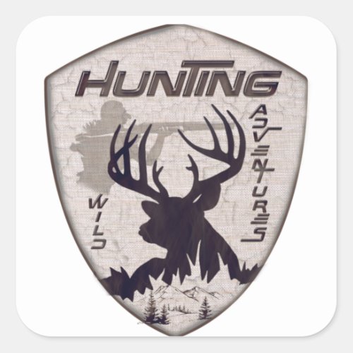 Hunting adventures square sticker