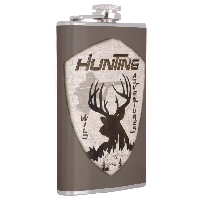 Hunting adventures square sticker keychain outdoor flask (Right)
