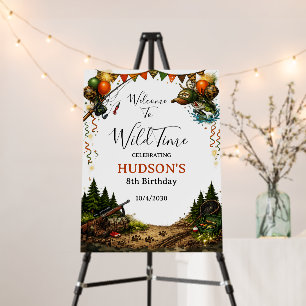 Hunting and Fishing Camo 8th birthday Welcome Sign