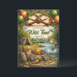 Hunting and Fishing Camo Boy birthday Invitation<br><div class="desc">Celebrate your little adventurer’s big day with a "Wild Time"! This professionally designed invitation is perfect for the boy who loves the great outdoors, hunting, and fishing. Featuring a rustic and scenic illustration of a woodland campsite, complete with a majestic deer, a leaping bass, a cozy campfire, and a loyal...</div>