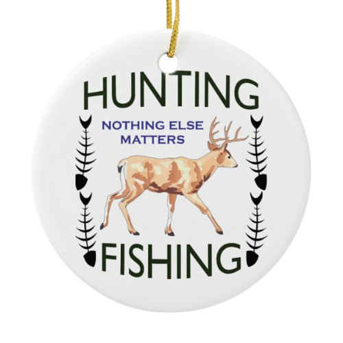 Hunting and Fishing Ceramic Ornament