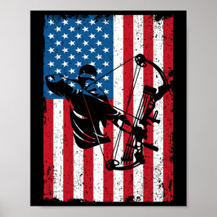Hunting Archer American Flag Bowhunting Bowhunter  Poster