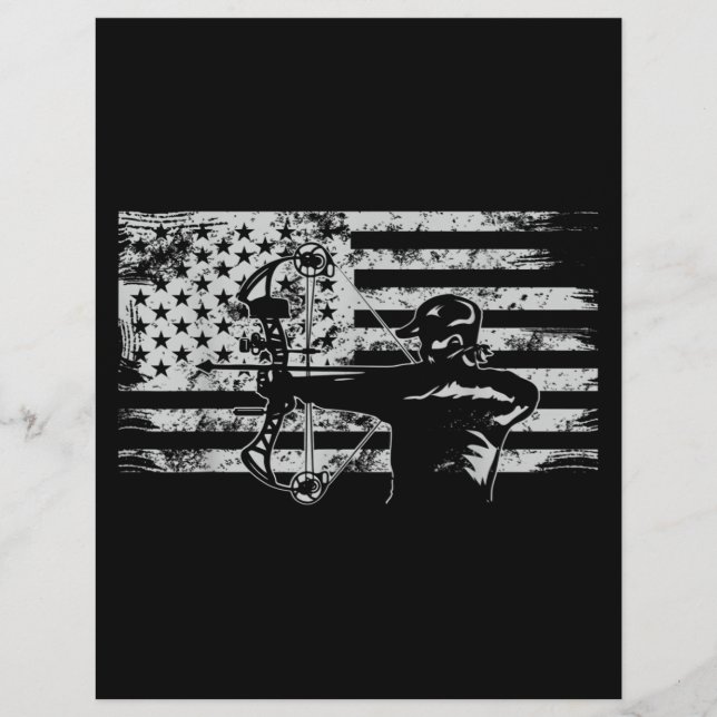 Hunting Archer American Flag  Bowhunting Hunt Letterhead (Front)