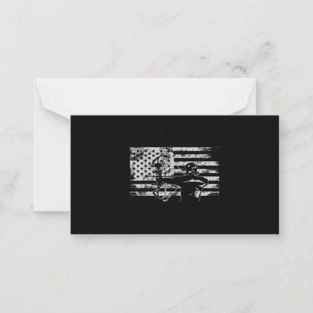 Hunting Archer American Flag  Bowhunting Hunt Note Card (Front)