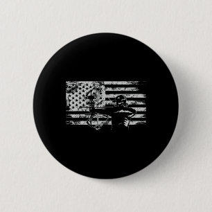 Hunting Archer American Flag Bowhunting Hunter Me Button
