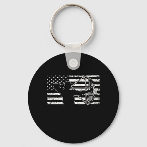 Hunting Archer American Flag Bowhunting Huter Keychain