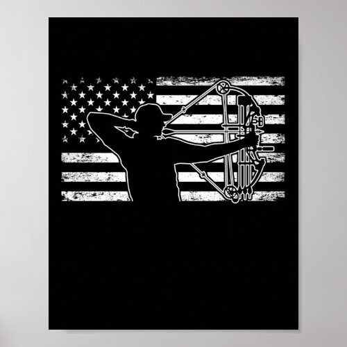 Hunting Archer American Flag Bowhunting Huter Poster