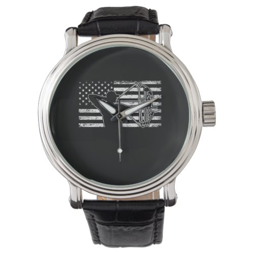 Hunting Archer American Flag Bowhunting Huter Watch