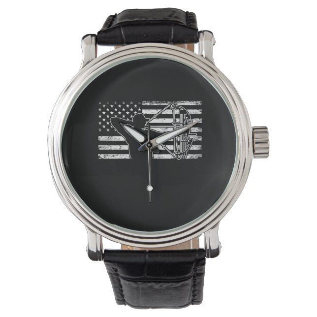 Hunting Archer American Flag Bowhunting Huter Watch (Front)