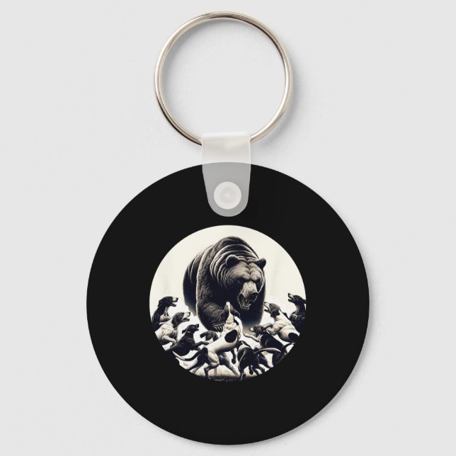 Hunting Bear Retro Dog Bear Hound Hunting  Keychain (Front)
