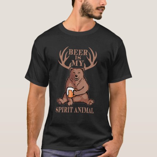 Hunting Beer Spirit Animal Bear Deer Beer Bear Dee T_Shirt