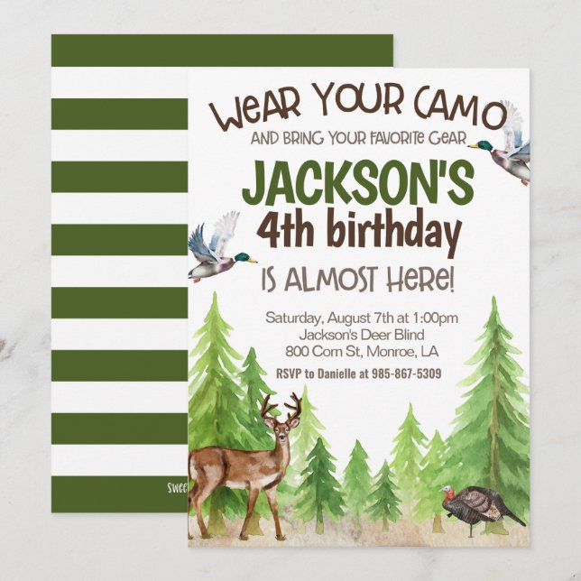Hunting Birthday Invitation ANY AGE (Front/Back)