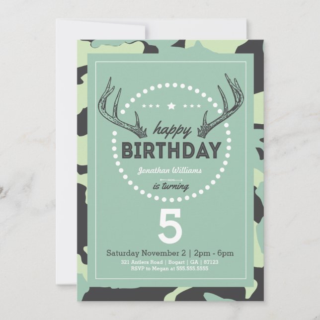 Hunting Birthday Invitation for Lil' Hunters (Front)
